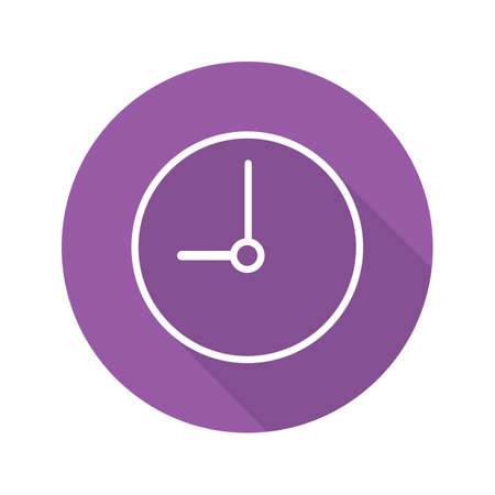 Clock flat linear long shadow icon. Time. Vector line symbolのイラスト素材