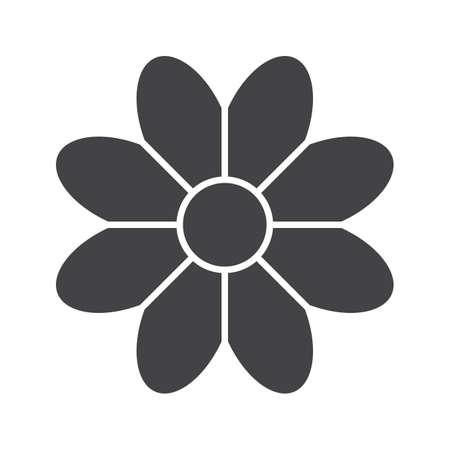 Camomile glyph icon. Silhouette symbol. Flower. Negative space. Vector isolated illustrationのイラスト素材