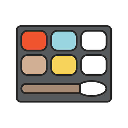 Eye shadows color icon. Eye shadows box with brush. Isolated vector illustrationのイラスト素材