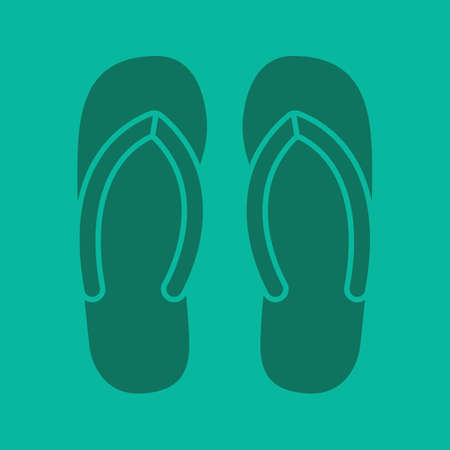 Flip flops glyph color icon. Silhouette symbol. Summer slippers. Negative space. Vector isolated illustrationのイラスト素材