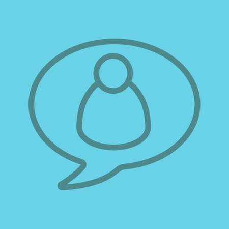 Gossip color linear icon. Chat box with man figure inside. Thin line contour symbols on color background. Vector illustrationのイラスト素材