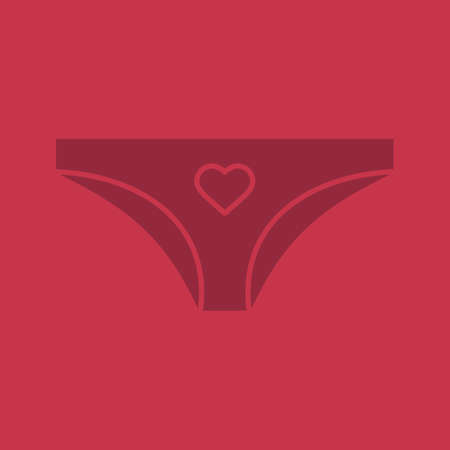 Panties glyph color icon. Silhouette symbol. Women's panties with heart shape. Negative space. Vector isolated illustrationのイラスト素材