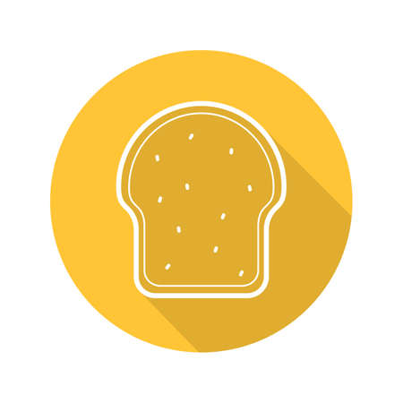 Toasted bread flat linear long shadow icon. Sandwich toast. Vector outline symbolのイラスト素材