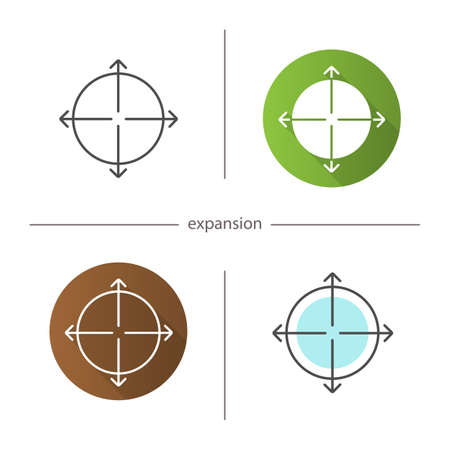 Expansion symbol icon. Flat design, linear and color styles. Expand abstract metaphor. Isolated vector illustrationsのイラスト素材