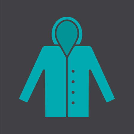 Raincoat glyph color icon. Hoody. Waterproof coat. Silhouette symbol on black background. Negative space. Vector illustrationのイラスト素材