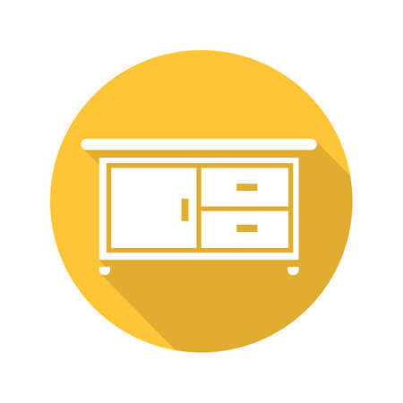 Kitchen counter flat design long shadow glyph icon. Vector silhouette illustrationのイラスト素材