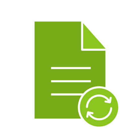 Refresh file glyph color icon. Document with cycling arrows. Silhouette symbol on white background. Negative space. Vector illustrationのイラスト素材