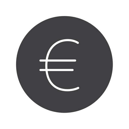 Euro sign glyph icon. Silhouette symbol. European union currency. Negative space. Vector isolated illustrationのイラスト素材