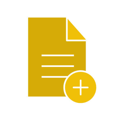 Add new document glyph color icon. Document with plus sign. Silhouette symbol on white background. Negative space. Vector illustrationのイラスト素材