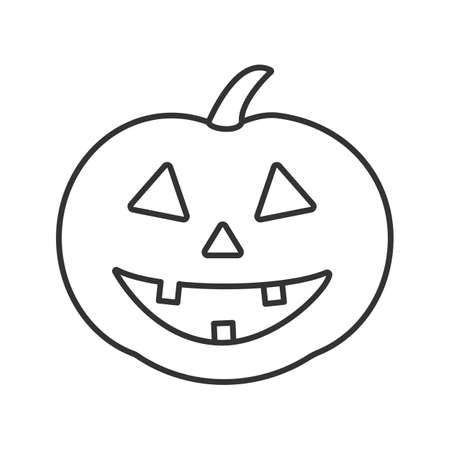 Halloween pumpkin linear icon. Autumn holidays contour symbol. Halloween party decoration thin line illustration. Vector isolated outline drawingのイラスト素材