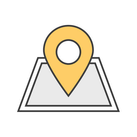 Building location pinpoint color icon. Real estate development. Isolated vector illustrationのイラスト素材