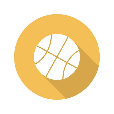 Basketball ball flat design long shadow glyph icon. Vector silhouette illustrationのイラスト素材