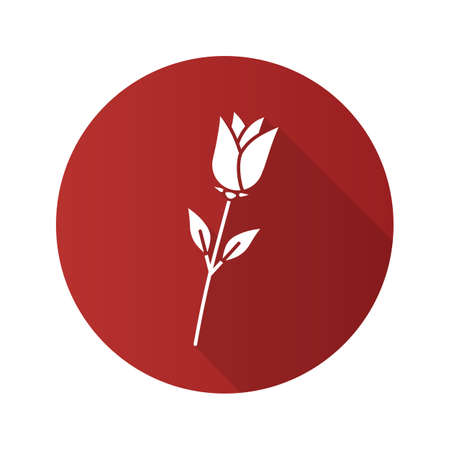 Rose flat design long shadow glyph icon. Vector silhouette illustrationのイラスト素材