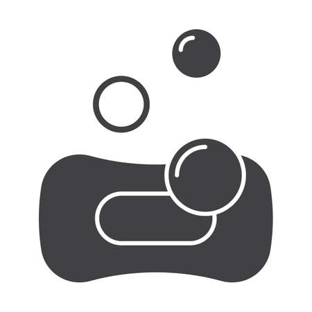 Sponge with bubbles glyph icon. Silhouette symbol. Spa salon. Negative space. Vector isolated illustrationのイラスト素材