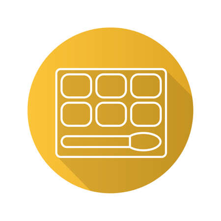 Eye shadows flat linear long shadow icon. Vector outline symbolのイラスト素材