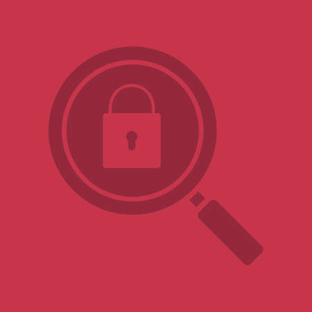 Password search glyph color icon. Silhouette symbol. Magnifying glass with closed lock. Security. Negative space. Vector isolated illustration.のイラスト素材