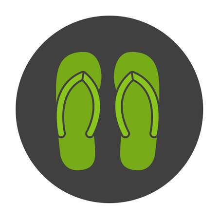 Flip flops glyph color icon. Summer slippers. Silhouette symbol on black background. Negative space. Vector illustration.のイラスト素材