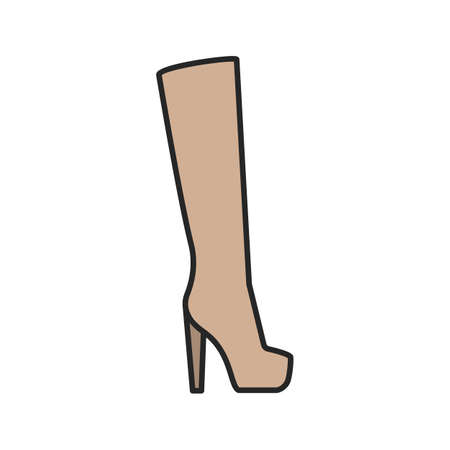 Women's high boot color icon. Isolated vector illustrationのイラスト素材