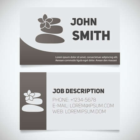 Business card print template with stones for massage logo. Manager. Massagist. Masseur. Stationery design concept. Vector illustrationのイラスト素材