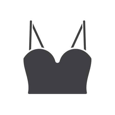 Women's top glyph icon. Silhouette symbol. Negative space. Vector isolated illustrationのイラスト素材