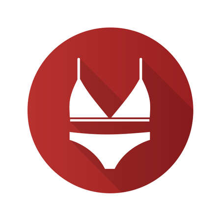 Women's underwear flat design long shadow glyph icon. Bra and panties. Swimwear. Vector silhouette illustrationのイラスト素材