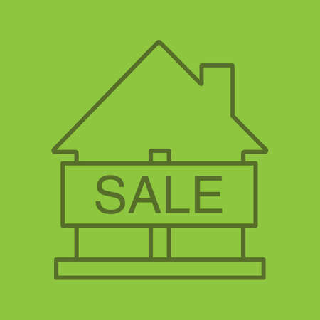 House for sale color linear icon. Real estate market. Thin line outline symbols on color background. Building business. Vector illustrationのイラスト素材