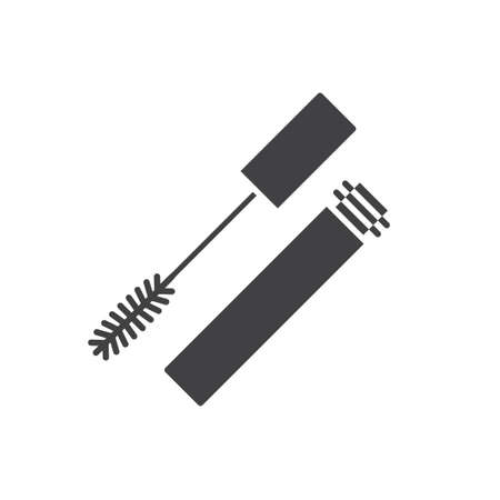 Mascara glyph icon. Silhouette symbol. Negative space. Vector isolated illustrationのイラスト素材