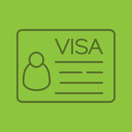 Travel visa linear icon. Thin line outline symbols on color background. Vector illustrationのイラスト素材
