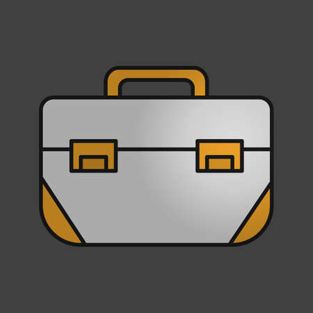 Tool box color icon. Construction toolkit. Industrial steel container. Toolbox. Isolated vector illustrationのイラスト素材