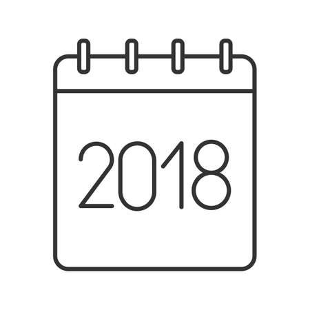 2018 annual calendar linear icon. Thin line illustration. Yearly calendar with 2017 sign. Contour symbol. Vector isolated outline drawingのイラスト素材