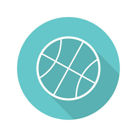 Basketball ball flat linear long shadow icon. Vector outline symbolのイラスト素材