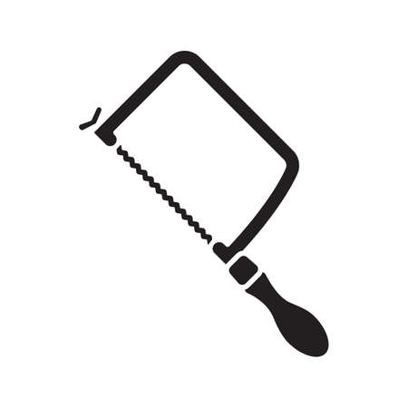 Fretsaw, jigsaw, hacksaw glyph icon. Carpenter tool. Silhouette symbol. Carpentry instrument. Negative space. Vector isolated illustrationのイラスト素材