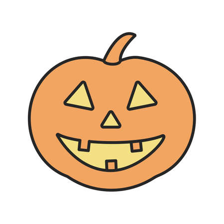 Halloween pumpkin color icon. Isolated vector illustrationのイラスト素材