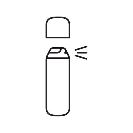 Spray antiperspirant linear icon. Deodorant bottle. ?are product. Thin line illustration. Cosmetic. Hair spray. Contour symbol. Vector isolated outline drawingのイラスト素材