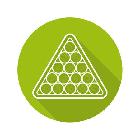 Billiard ball rack flat linear long shadow icon. Pool game equipment. Vector outline symbolのイラスト素材