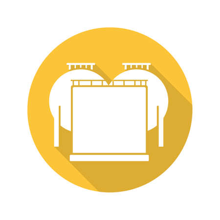 Oil tank flat design long shadow glyph icon. Gas and petrol industry storage. Vector silhouette illustrationのイラスト素材