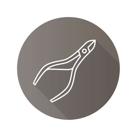 Cuticle nipper flat linear long shadow icon. Vector outline symbolのイラスト素材