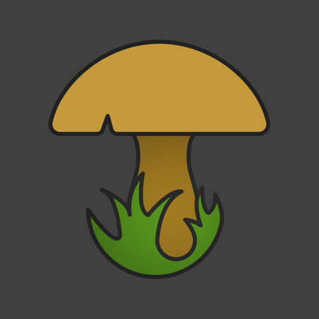 Mushroom in grass color icon. Isolated vector illustrationのイラスト素材