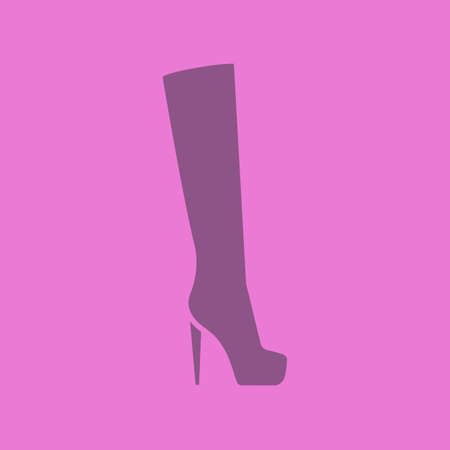 Women's high boot glyph color icon. Silhouette symbol. Negative space. Vector isolated illustrationのイラスト素材