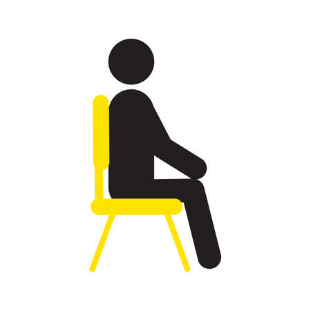 Man sitting on chair silhouette icon. Waiting. Taking rest. Isolated vector illustrationのイラスト素材