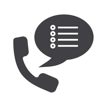 Phone settings glyph icon. Silhouette symbol. Handset with preferences inside speech bubble. Negative space. Vector isolated illustrationのイラスト素材