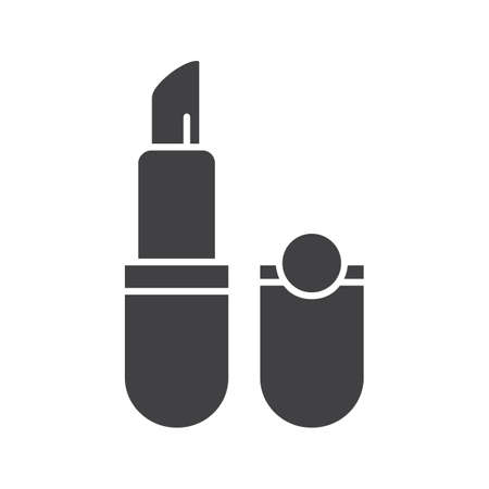 Lipstick glyph icon. Silhouette symbol. Pomade. Negative space. Vector isolated illustrationのイラスト素材