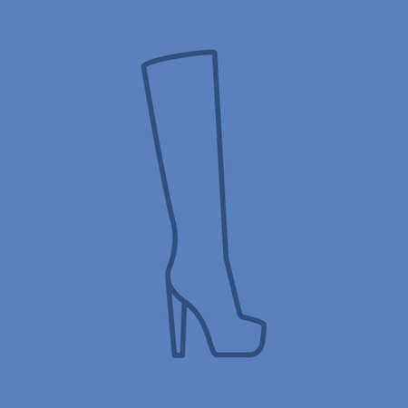 Women's high boot linear icon. Thin line outline symbols on color background. Vector illustrationのイラスト素材