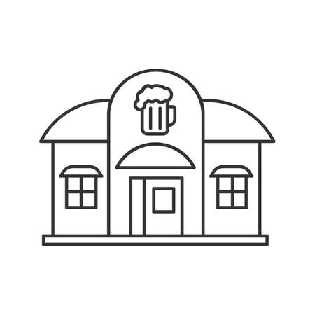 Pub linear icon. Thin line illustration. Alehouse, beerhouse. Contour symbol. Vector isolated outline drawingのイラスト素材