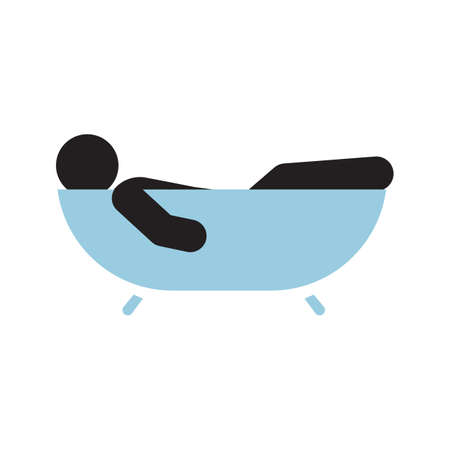 Man taking bath silhouette icon. Relaxing. Hygienic procedures. Isolated vector illustrationのイラスト素材