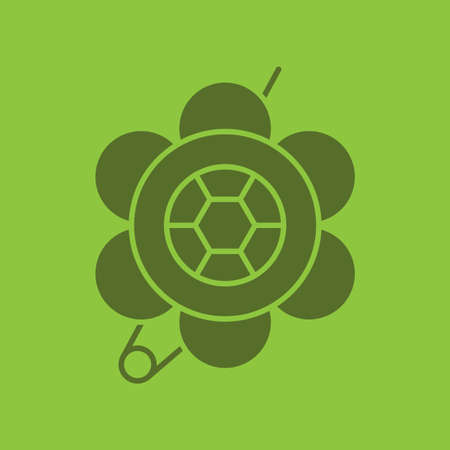 Brooch glyph color icon. Silhouette symbol. Flower shape brooch. Negative space. Vector isolated illustrationのイラスト素材