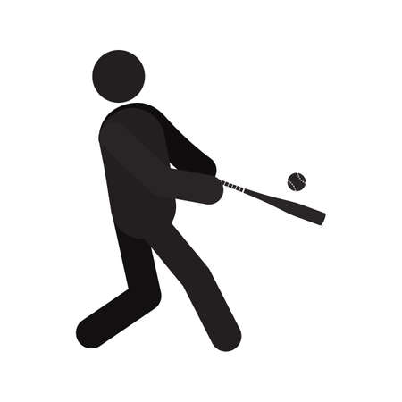 Man playing baseball silhouette icon.のイラスト素材