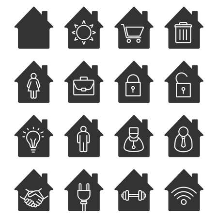 Houses glyph icons set. Sのイラスト素材