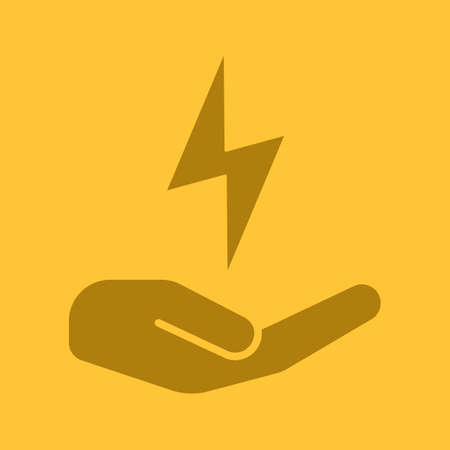 Open hand with lightning glyph color iconのイラスト素材