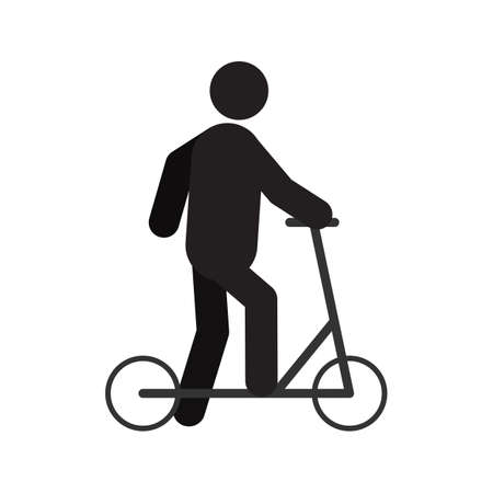 Man riding scooter silhouette iconのイラスト素材